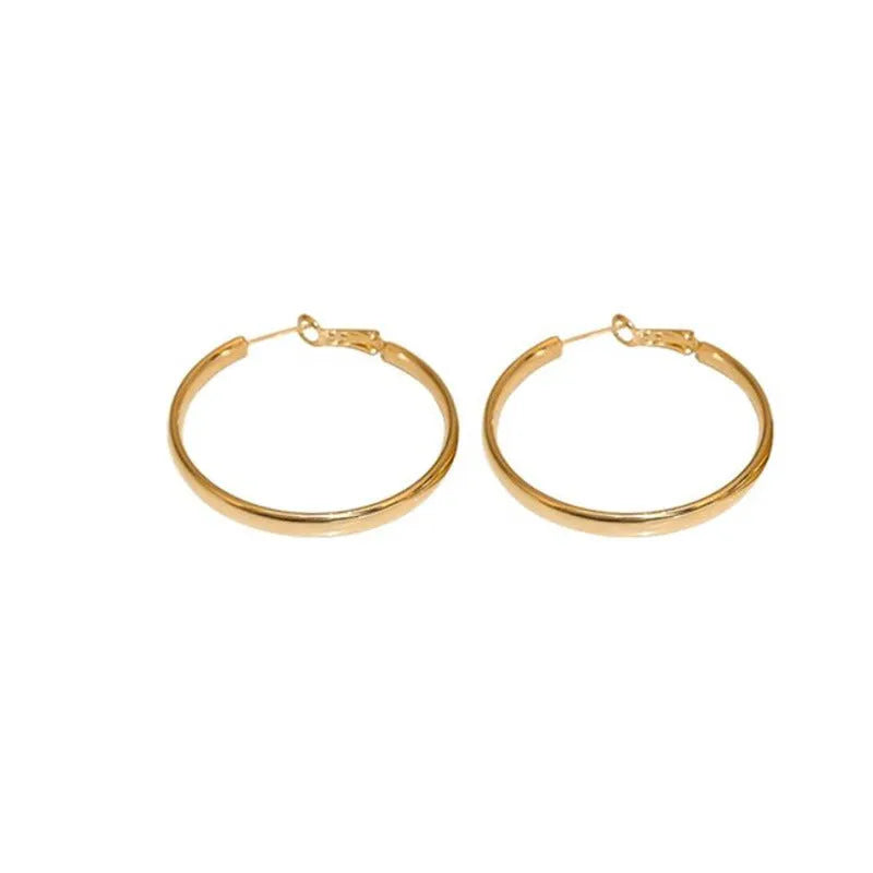 40mm circular metal earrings in gold or silver electroplated finish