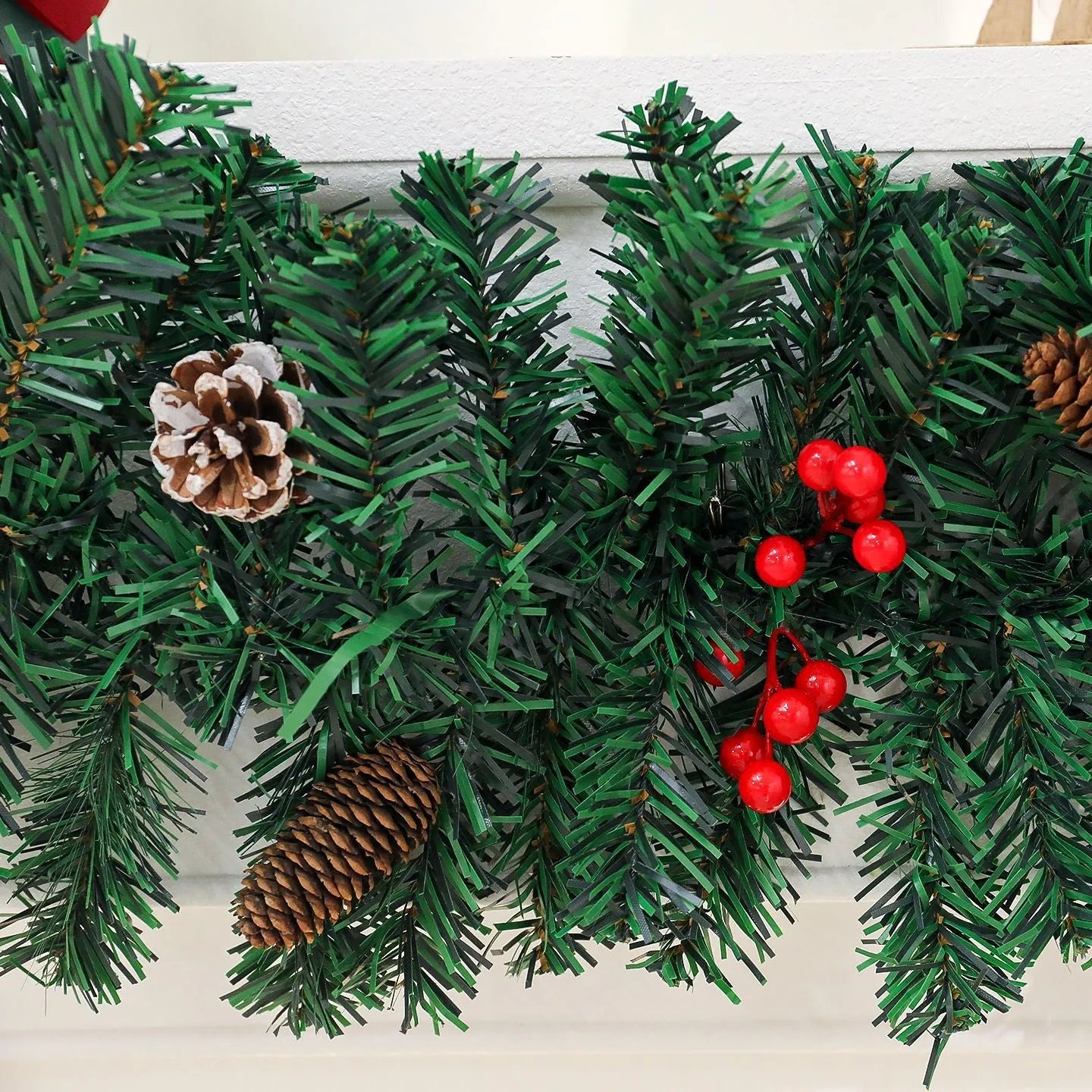 European style Christmas rattan pine cone bow decoration with PVC construction