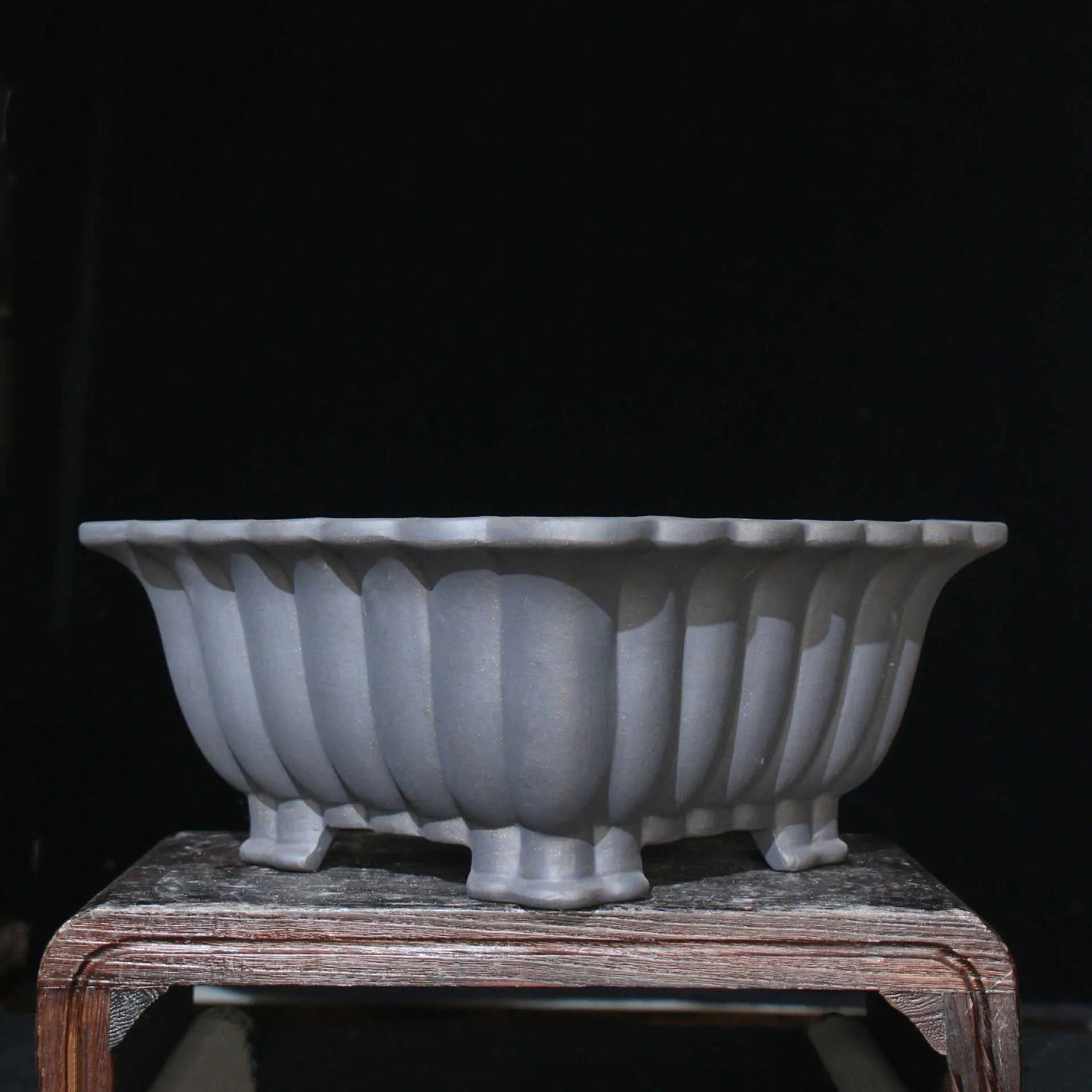 Purple sand ceramic square bonsai pot with classical styling and 37cm inner diameter for desktop plant display