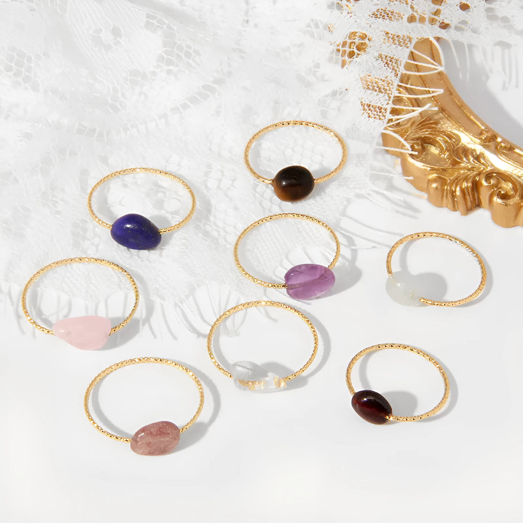 Geometric agate ring for women showing structured design with coloured natural stone centrepiece