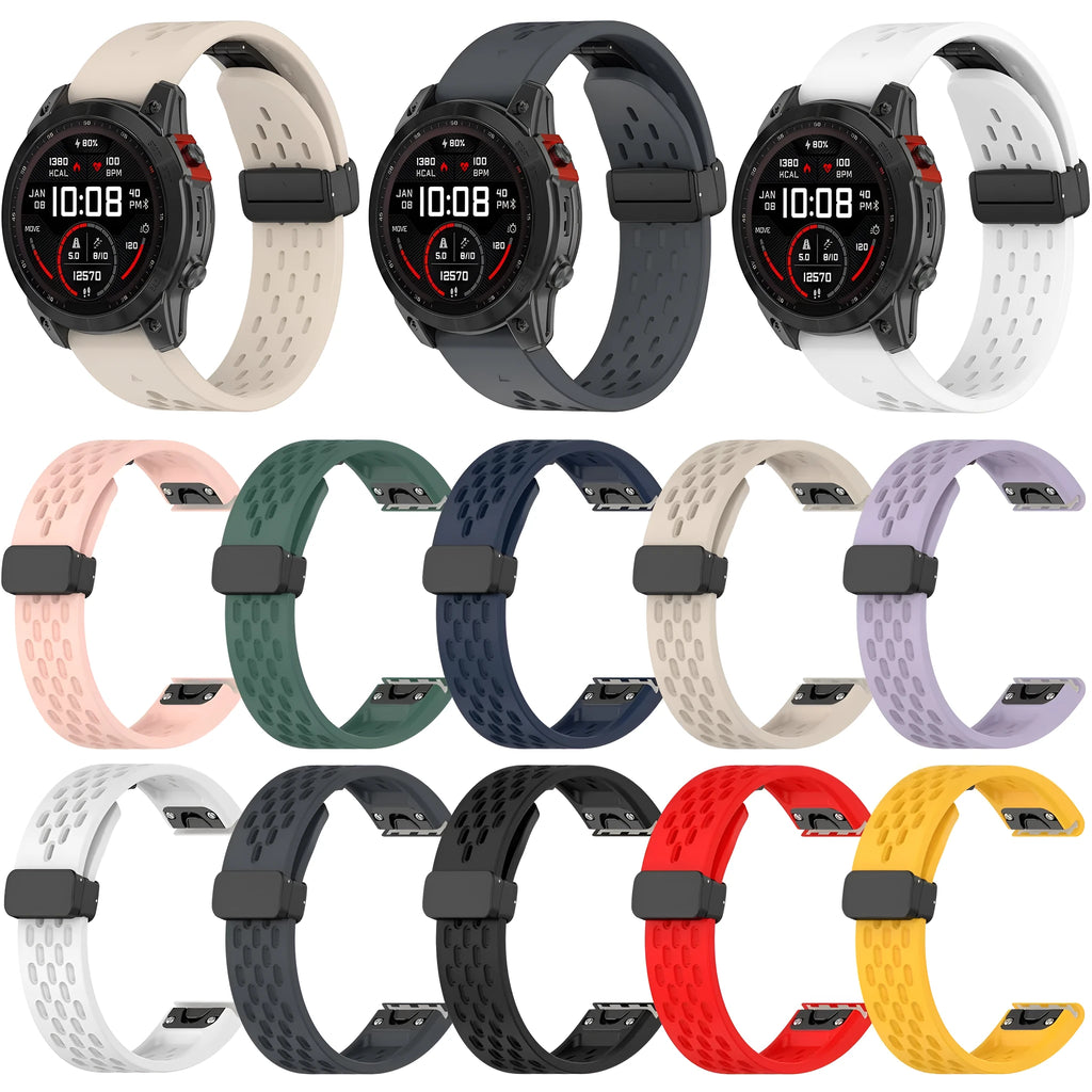 Garmin Fenix quick release nylon watch strap in multiple colours with a small utility knife.