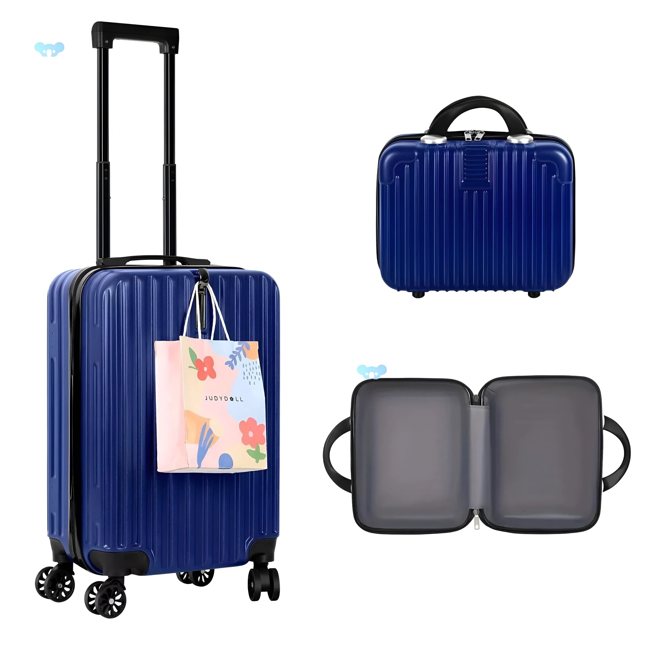 Aluminium alloy luggage set with 14-inch and 20-inch matching suitcases in multiple colour options