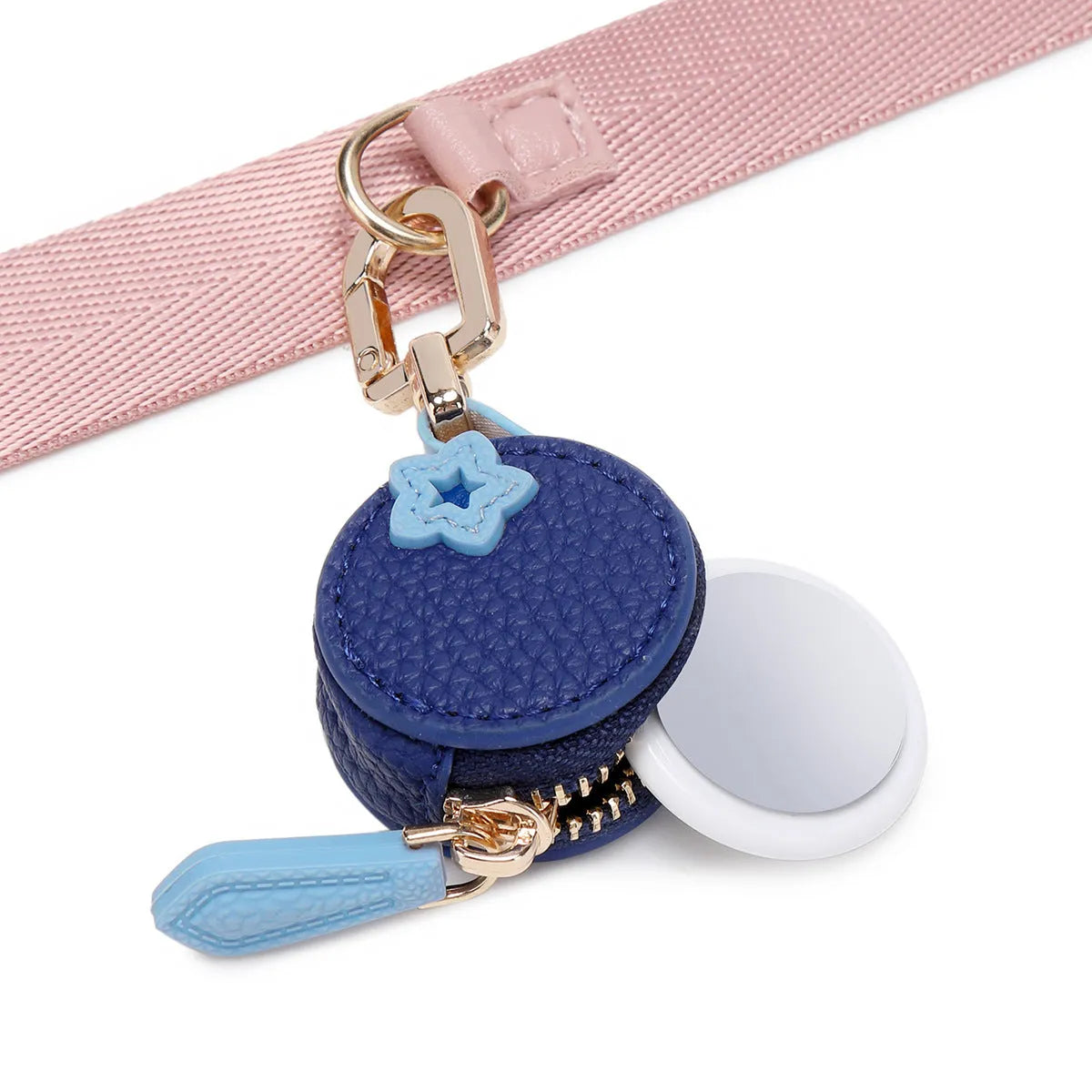 Mini cherry fruit keychain coin bag in PU leather with solid colour cherry option, showing small pouch on keyring