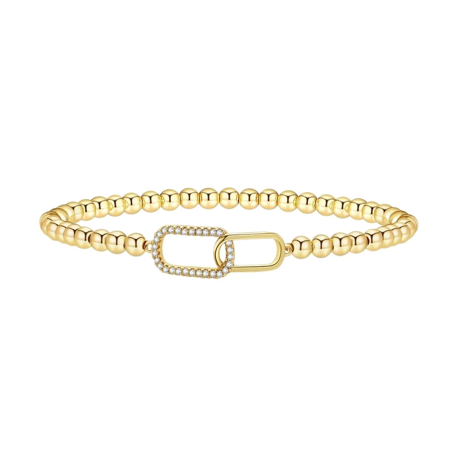 Adjustable stainless steel beaded bracelet with geometric round design in six colour options