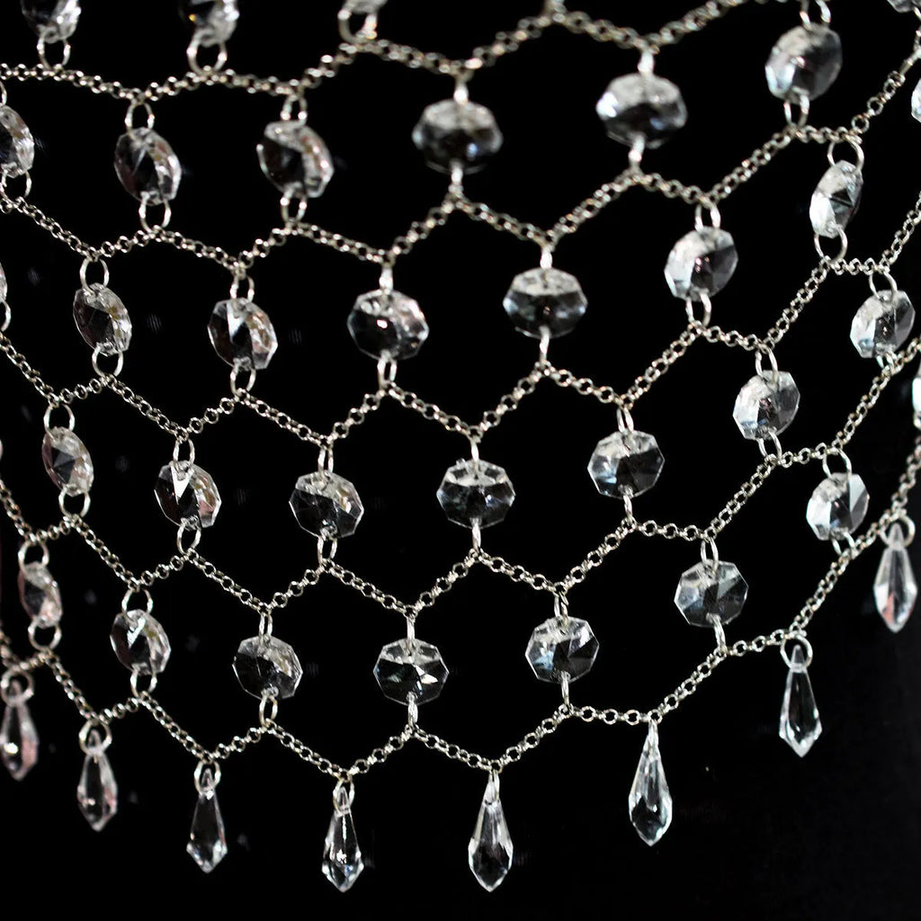 Hand-woven acrylic crystal sequins transparent body chain chest necklace round beads