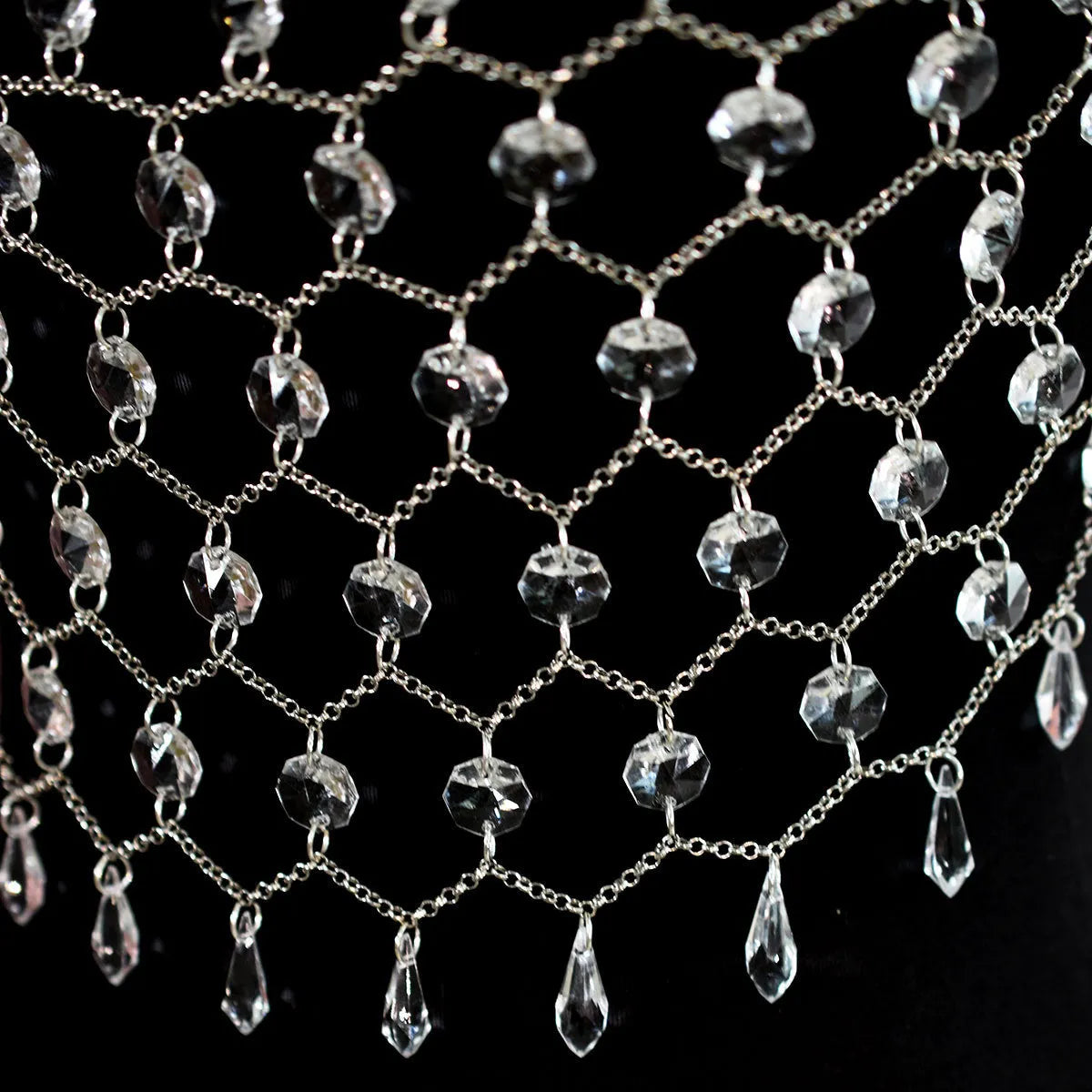Hand-woven acrylic crystal sequins transparent body chain chest necklace round beads