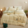 Milk fibre bedding set with printed Christmas tree pattern on quilt cover and pillowcases