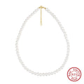 Women's silver adjustable necklace with natural freshwater pearls