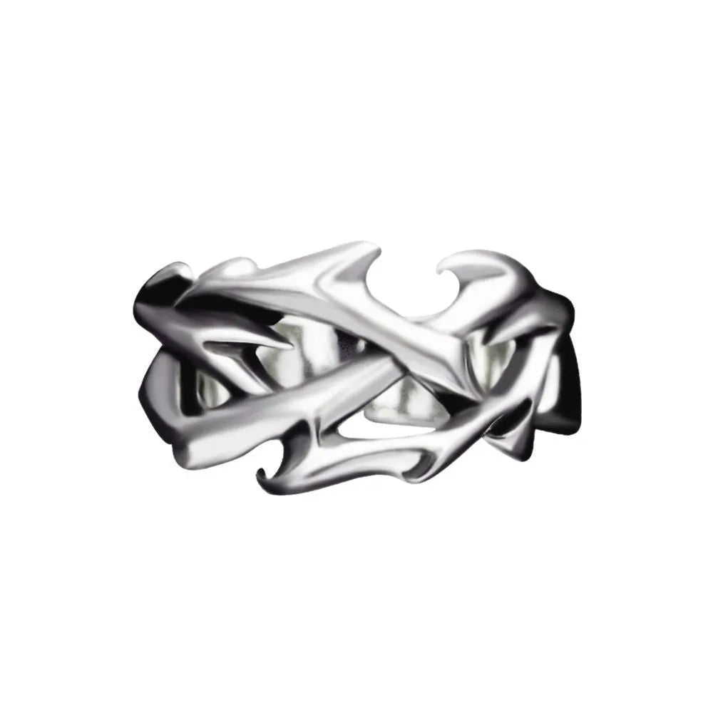 Geometric thorn flower ring with adjustable opening in J2150 colour