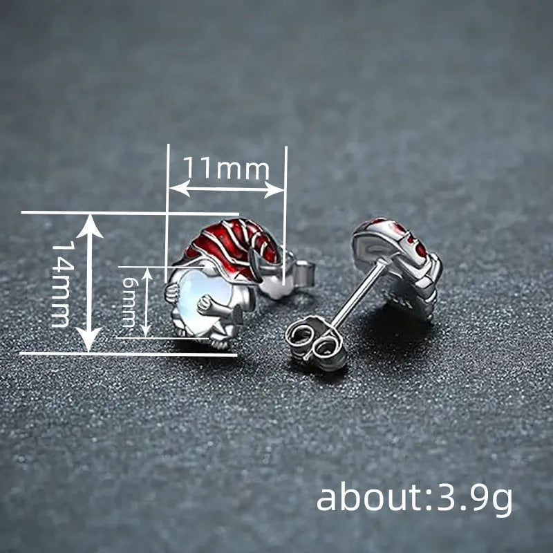Santa Claus design heart-shaped copper earrings with white gold electroplated finish for women