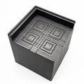 Four black thickened plastic floor mats for furniture leg levelling