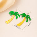 Acrylic drop earrings with coconut design on alloy hooks, shown in five colour variations.