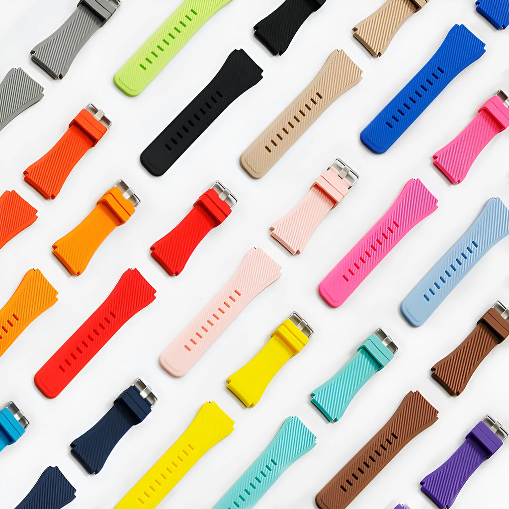 22mm silicone watch strap with monochrome twill pattern, available in multiple colours for smartwatch replacement