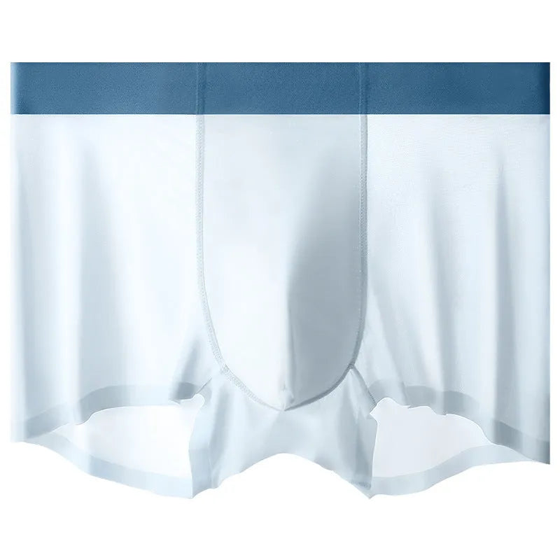 Men's Ice Silk shorts in bean green colour showing seamless construction and mid-waist design