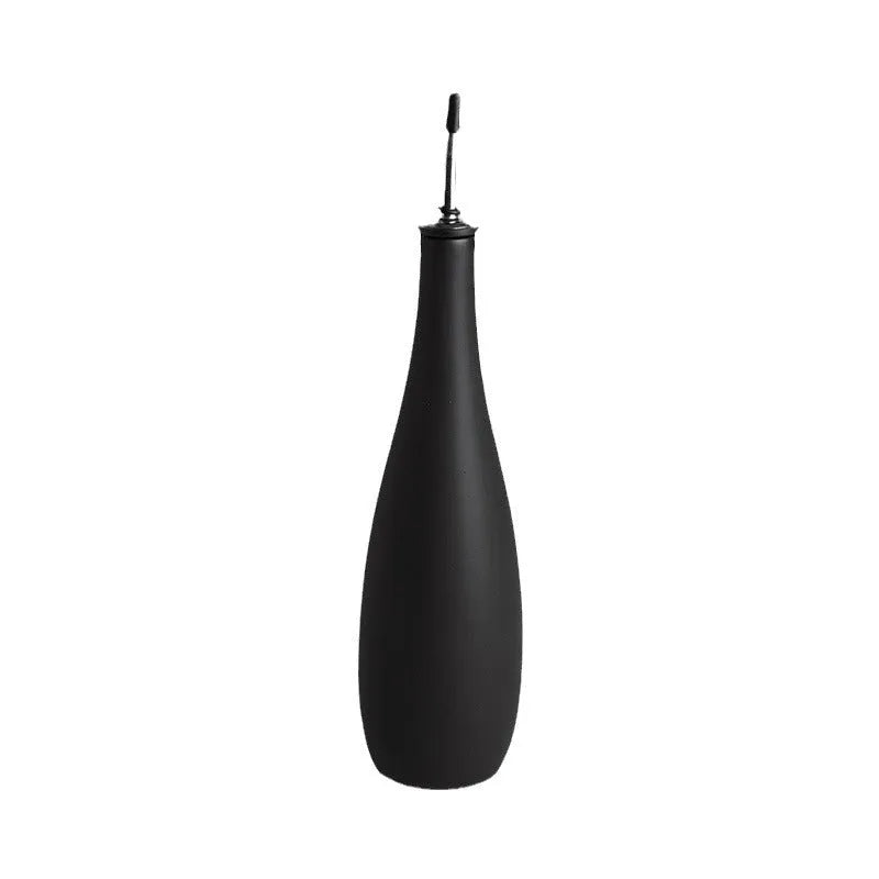 Ceramic oil pot with integrated oil brush and conical funnel design in black, coffee, or white colour