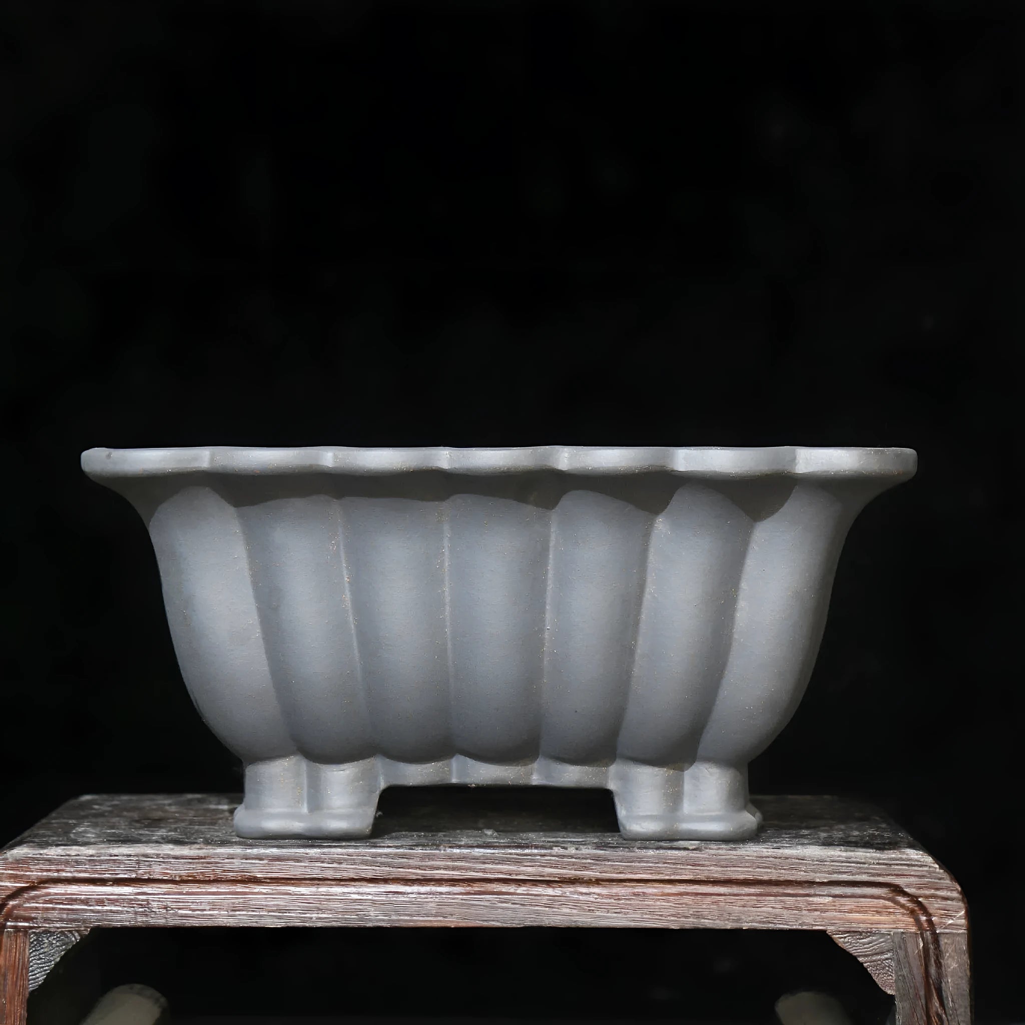 Purple sand ceramic square bonsai pot with classical styling and 37cm inner diameter for desktop plant display