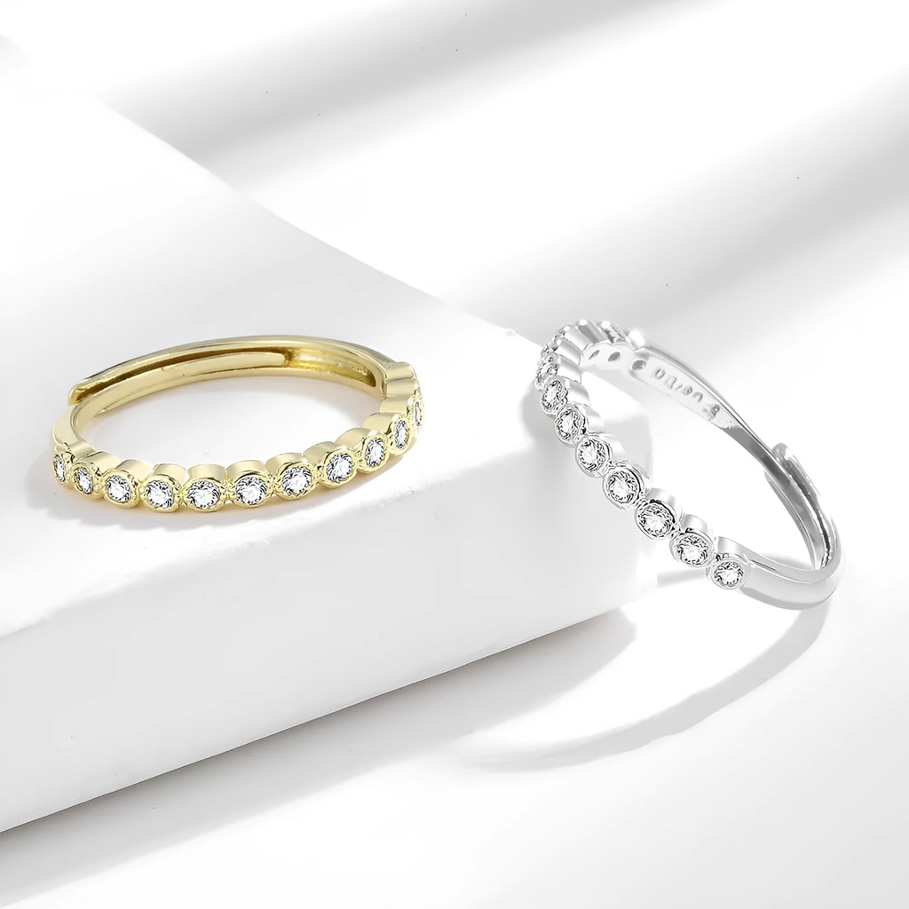 Women's geometric Korean style diamond tail ring with open mouth design in electroplated finish