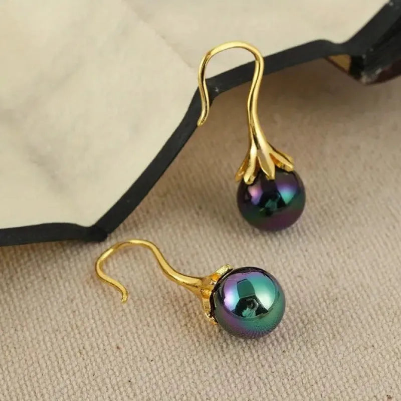 Gold electroplated retro women's earrings with alloy construction and OL style design