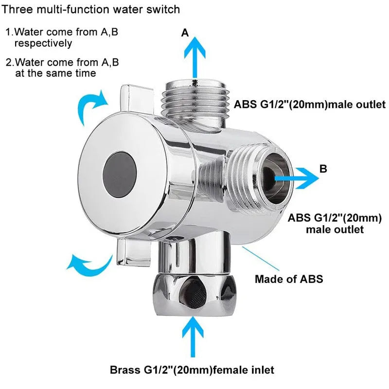 Copper shower water distributor with metal joint connector for bathroom installations