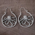 Vintage octopus earrings in antique silver finish with detailed animal zodiac design