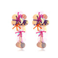 Handmade beaded flower earrings with exaggerated string bead designs in colourful, rose and purple colours