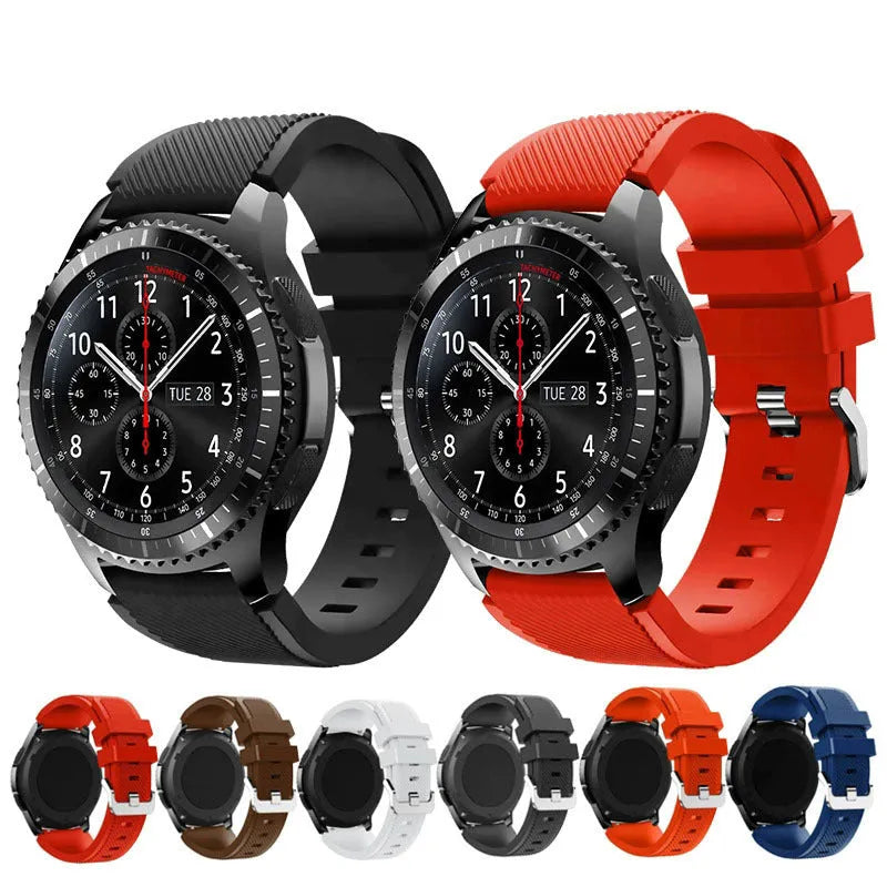 22mm silicone watch strap with monochrome twill pattern, available in multiple colours for smartwatch replacement