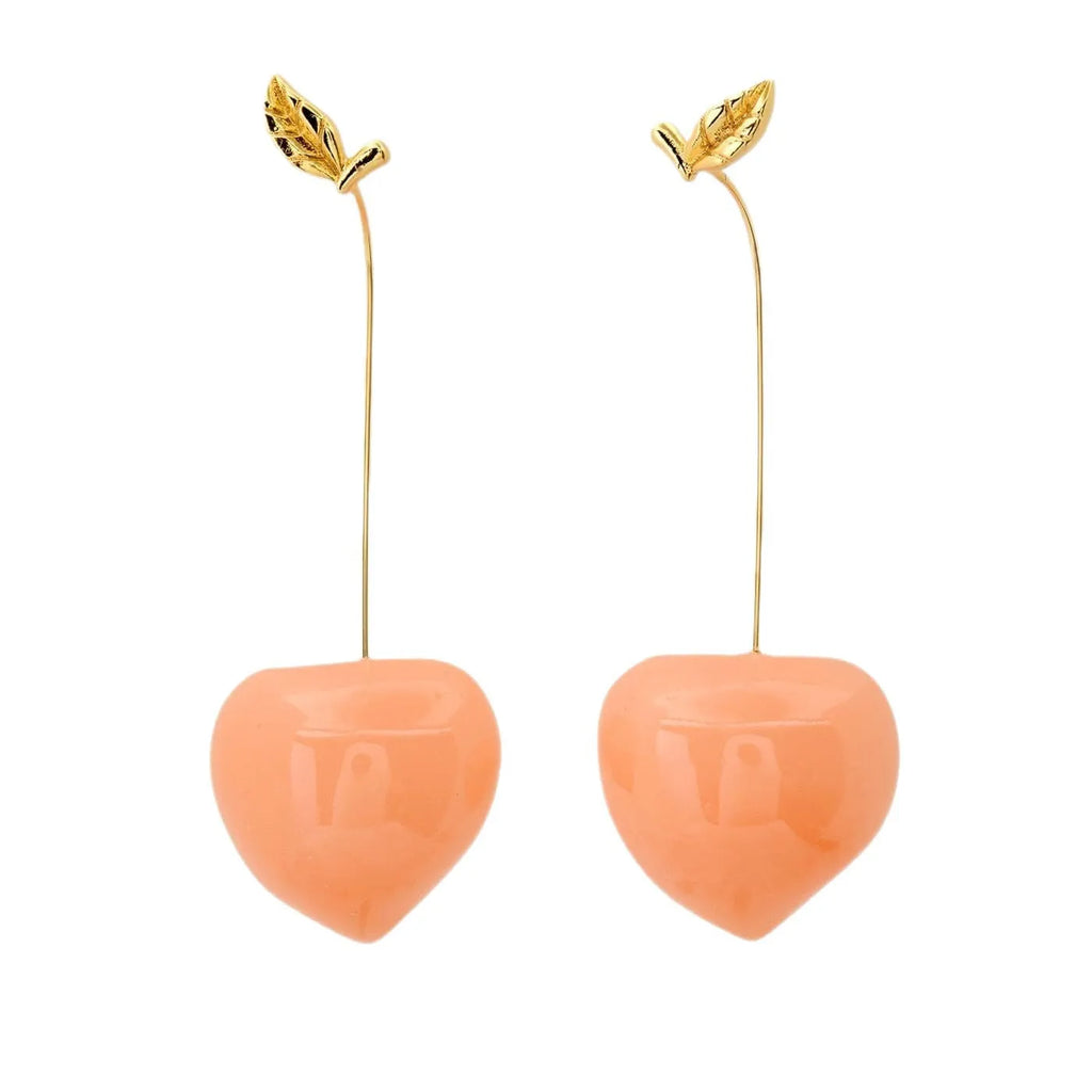 Gold plated copper fruit and vegetable earrings in seven colours including blueberry and carrot