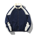 Men's black casual jacket with contrast stitching and side pockets in loose fit