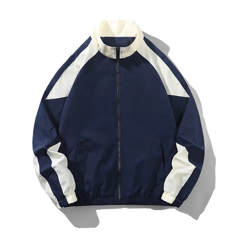 Men's black casual jacket with contrast stitching and side pockets in loose fit