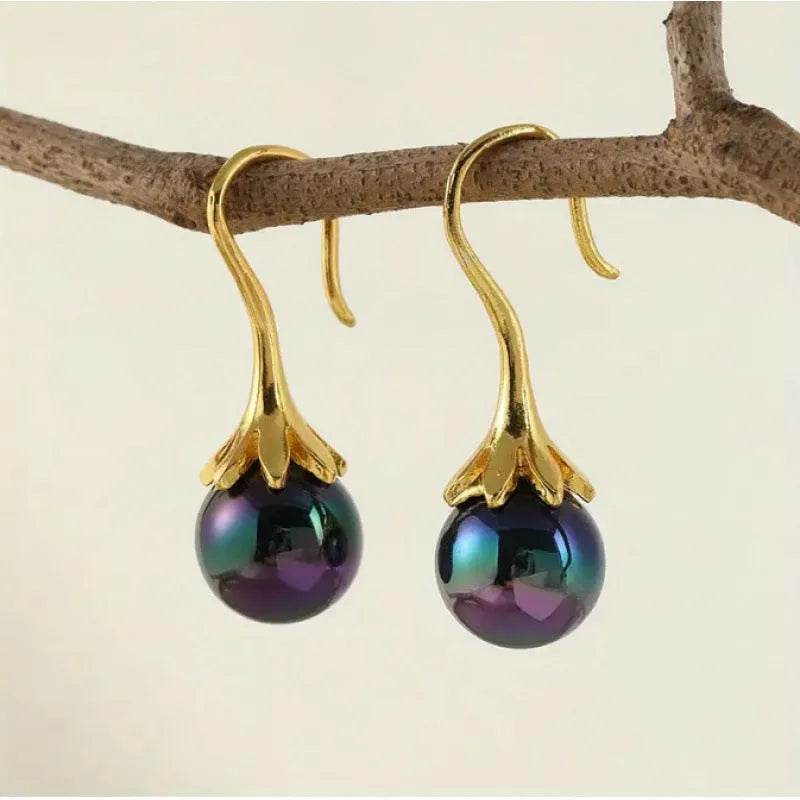 Gold electroplated retro women's earrings with alloy construction and OL style design