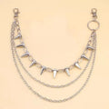 Silver metal alloy pants chain with dark punk rivet detailing and double layer construction