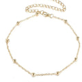 Bohemian chain summer metal anklet with geometric alloy pendant in gold or silver finish