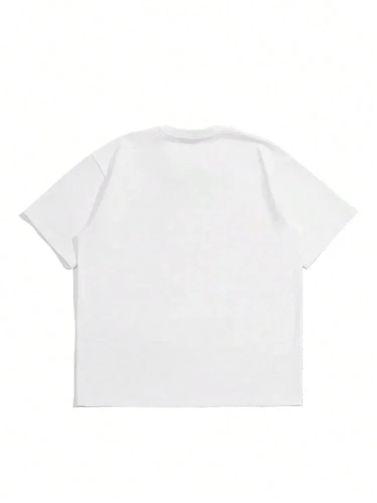 Men's pure cotton short sleeve t-shirt with Japanese retro styling in solid colours