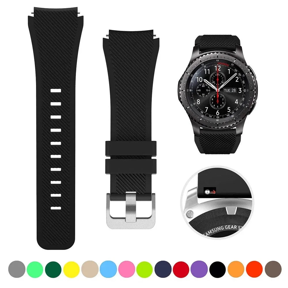 22mm silicone watch strap with monochrome twill pattern, available in multiple colours for smartwatch replacement