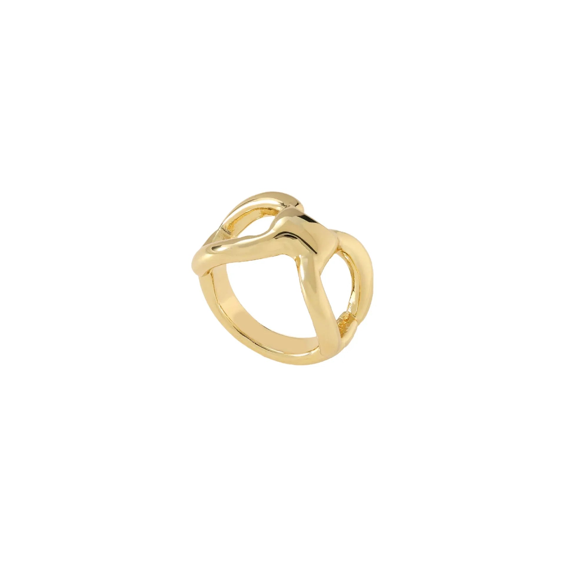 Simple fashion butterfly hollow women's ring in titanium steel gold colour on plain background