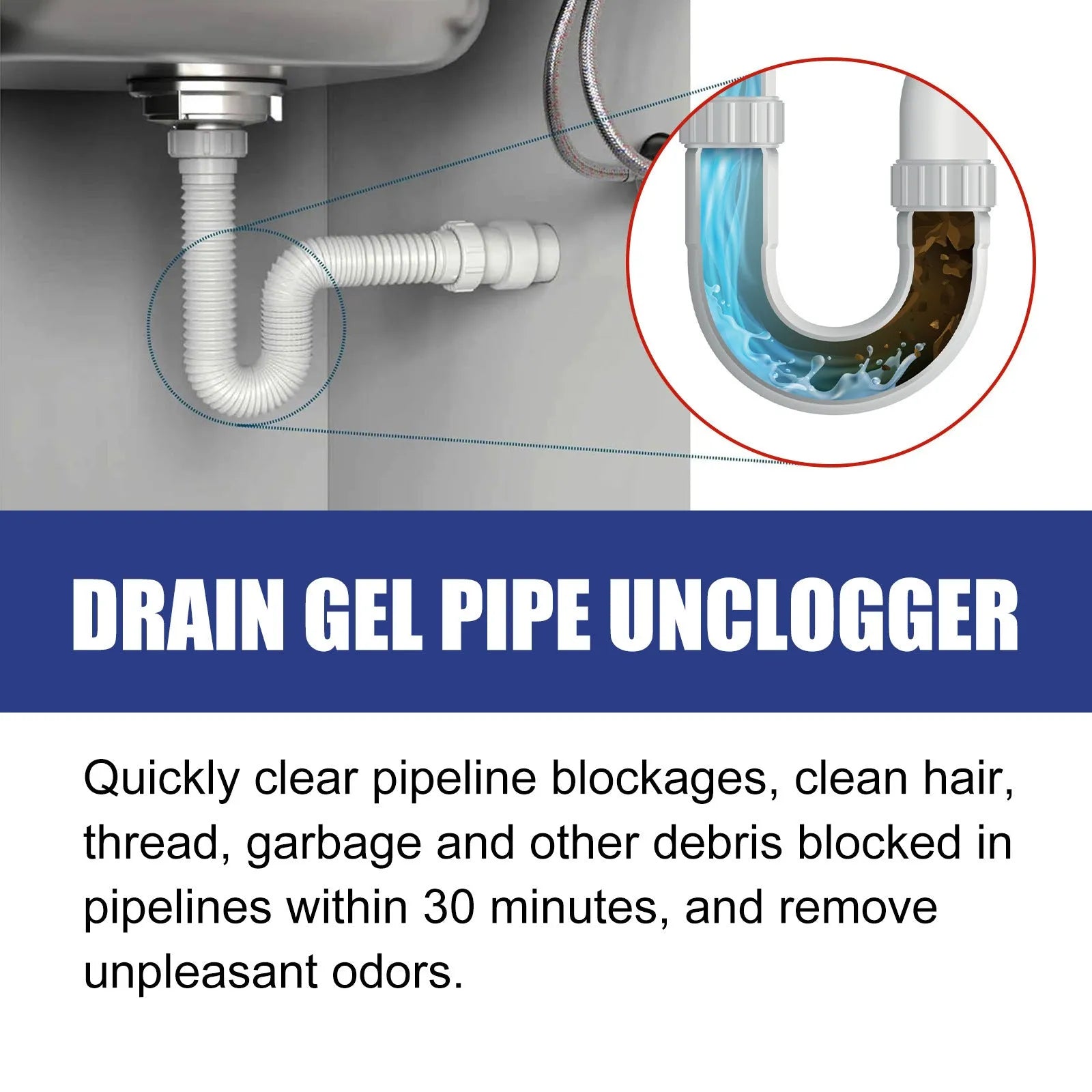 100g pipe dredge agent in 11 x 4.3 x 4.3 cm packaging for sewer and toilet cleaning