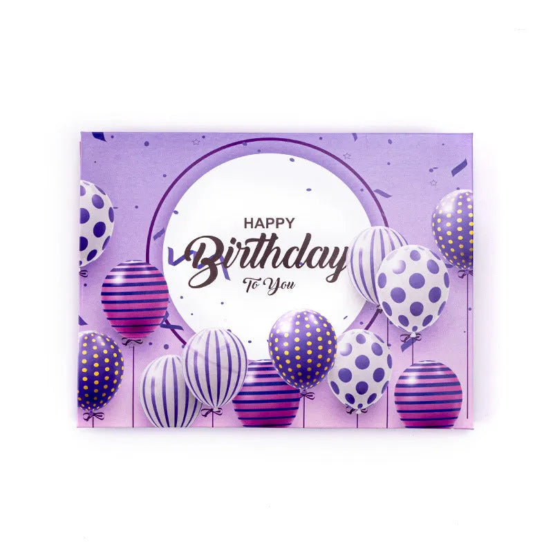 Chinese ink style 3D pop-up cake greeting card with music mechanism showing open and closed views