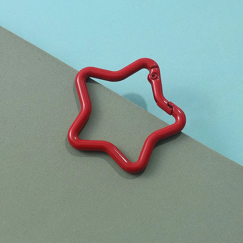 Zinc alloy five-pointed star keychain in macaron colour options for backpack decoration