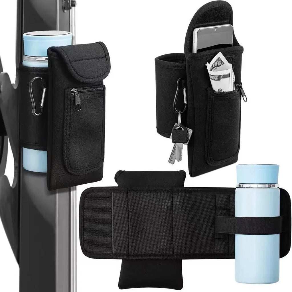 Cloth fitness bottle cover with magnetic closure in Lake Blue colour, fitting a large sports water bottle.