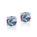 925 silver ear studs with cultivated Alexandrite stone in geometric round shape