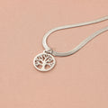 Stainless steel necklace with tree pendant on snake bones chain in gold and steel colours
