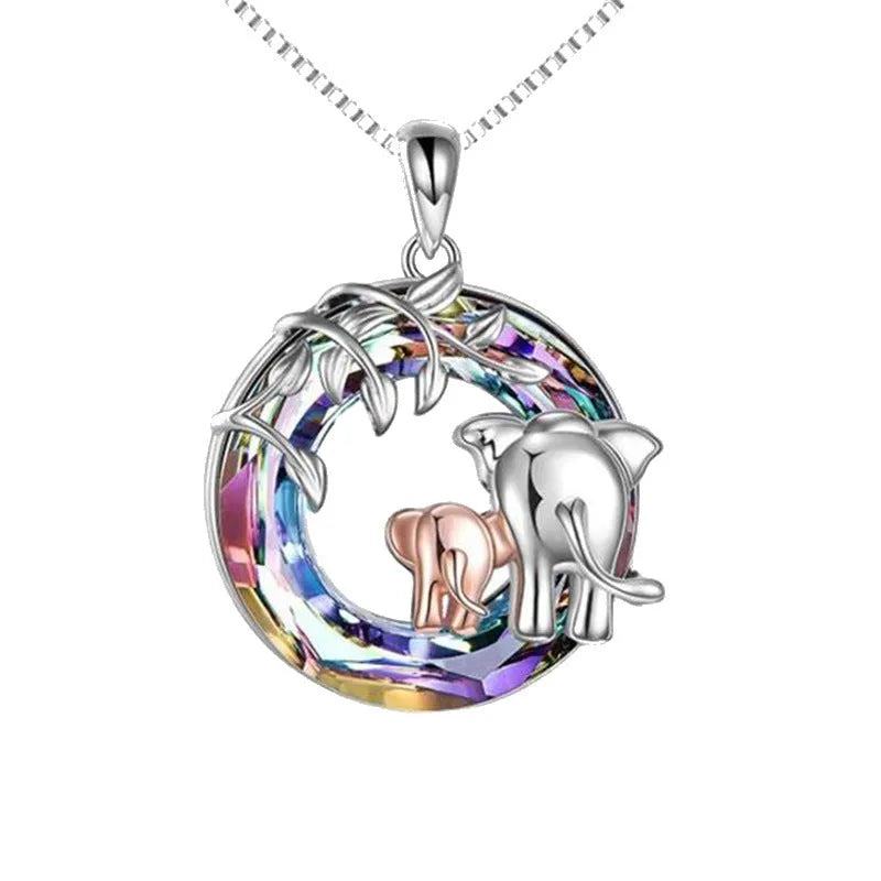 Animal-shaped pendant necklace with Saturn geometric design in platinum colour, adjustable chain 51cm to 80cm