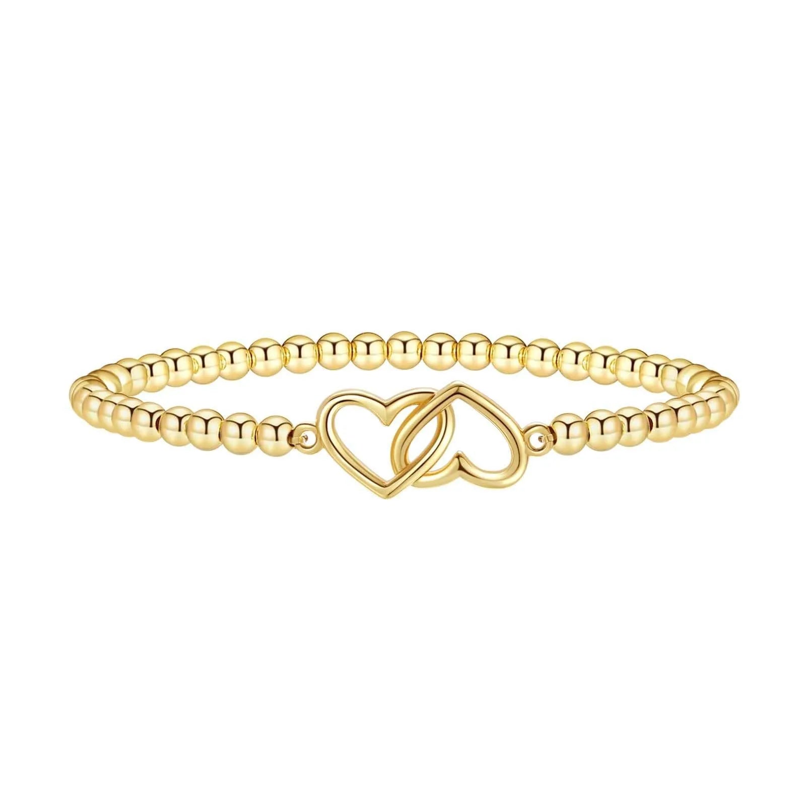 Adjustable stainless steel beaded bracelet with geometric round design in six colour options