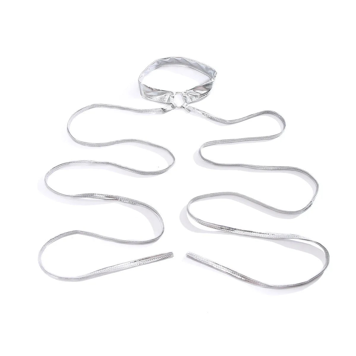 Silver geometric thigh chain jewellery with lace-up cross design for women's leg accessories