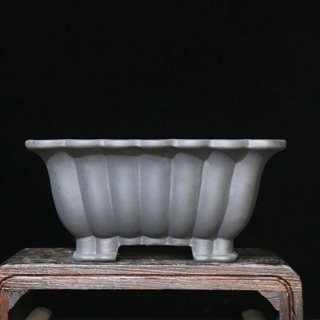 Purple sand ceramic square bonsai pot with classical styling and 37cm inner diameter for desktop plant display