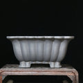 Purple sand ceramic square bonsai pot with classical styling and 37cm inner diameter for desktop plant display