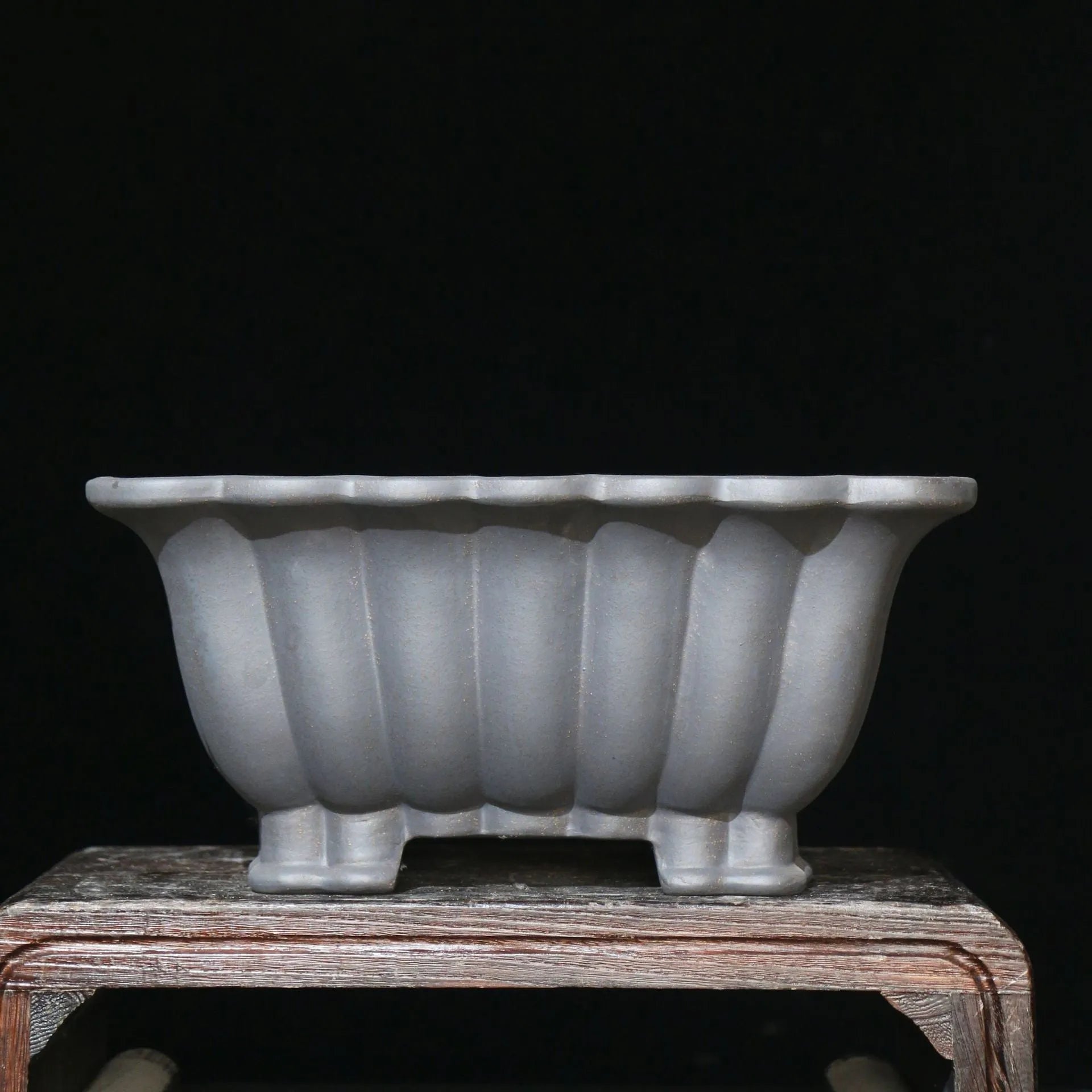 Purple sand ceramic square bonsai pot with classical styling and 37cm inner diameter for desktop plant display