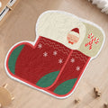 Round Christmas floor mat with cashmere-like texture and holiday-themed colour print