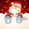Santa Claus design heart-shaped copper earrings with white gold electroplated finish for women