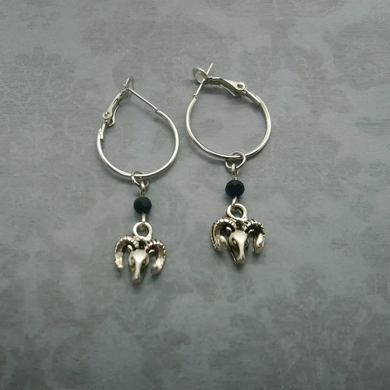 Silver round earrings with Tibetan antelope design inspired by Yunnan high altitude regions